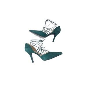 Nine West Women’s 6 Jarraho Green Suede Leather Pointed Heels Gladiator Strappy